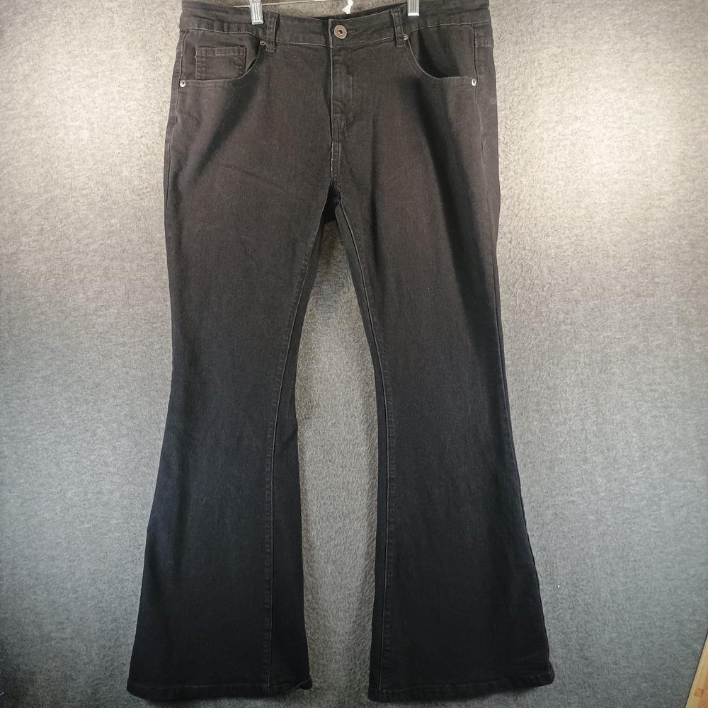 BestWind Jeans Women‎ XL Bootcut Black Denim Rugged High Quality Street Style